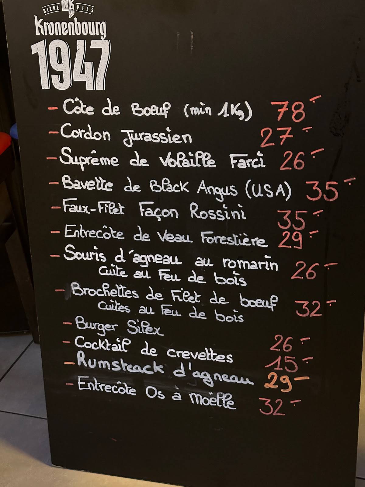 Menu de Restaurant Le Silex