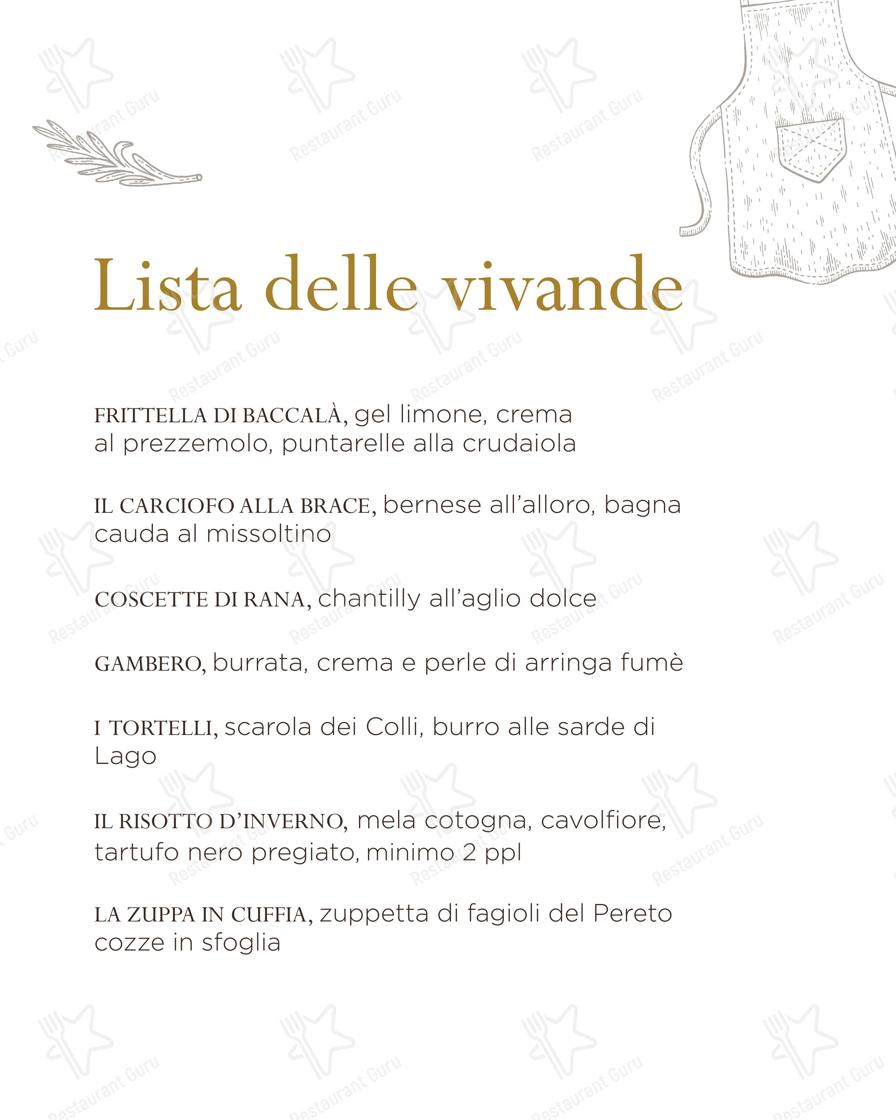 Menu per L'Ek Bistrot in Lecco