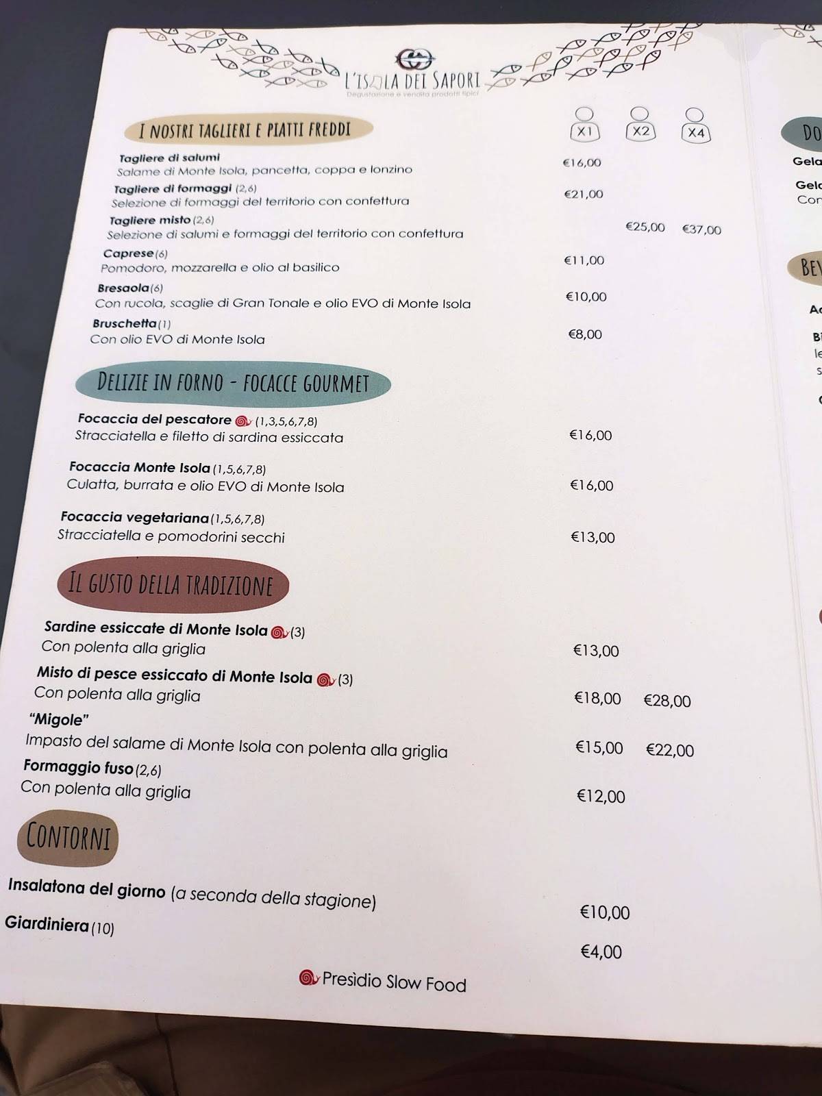 Menu di L'Isola dei Sapori 