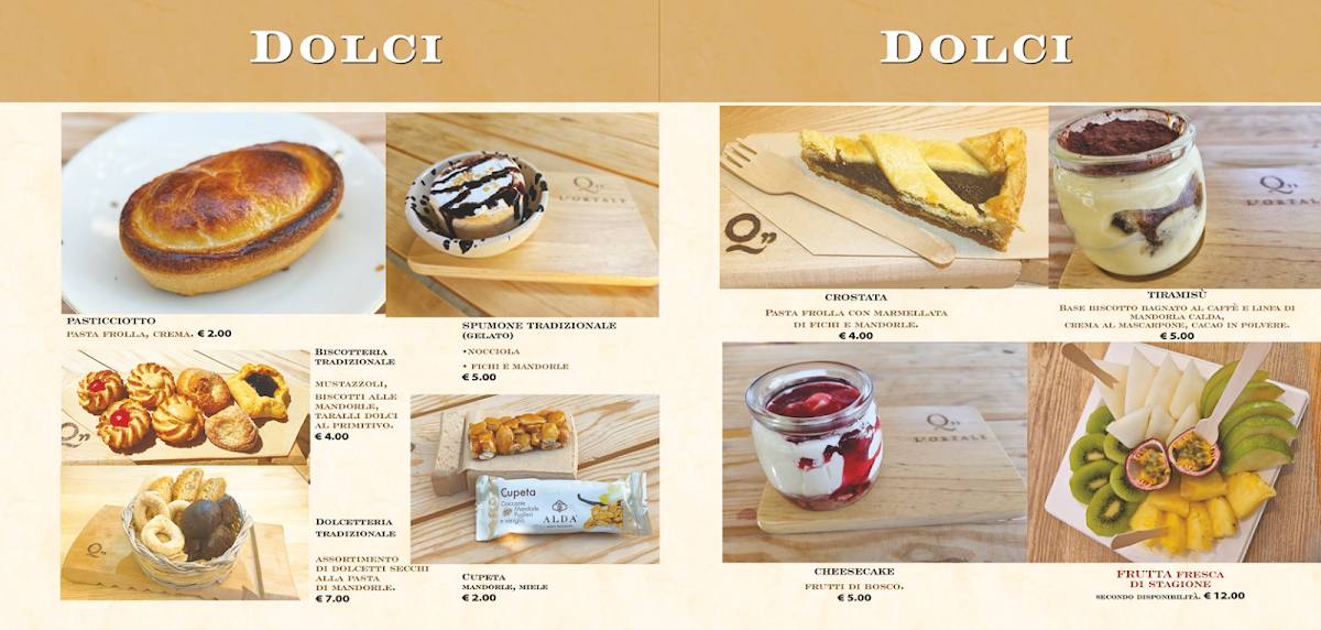 Menu di L'Ortale Ristoro SAlentissimo 
