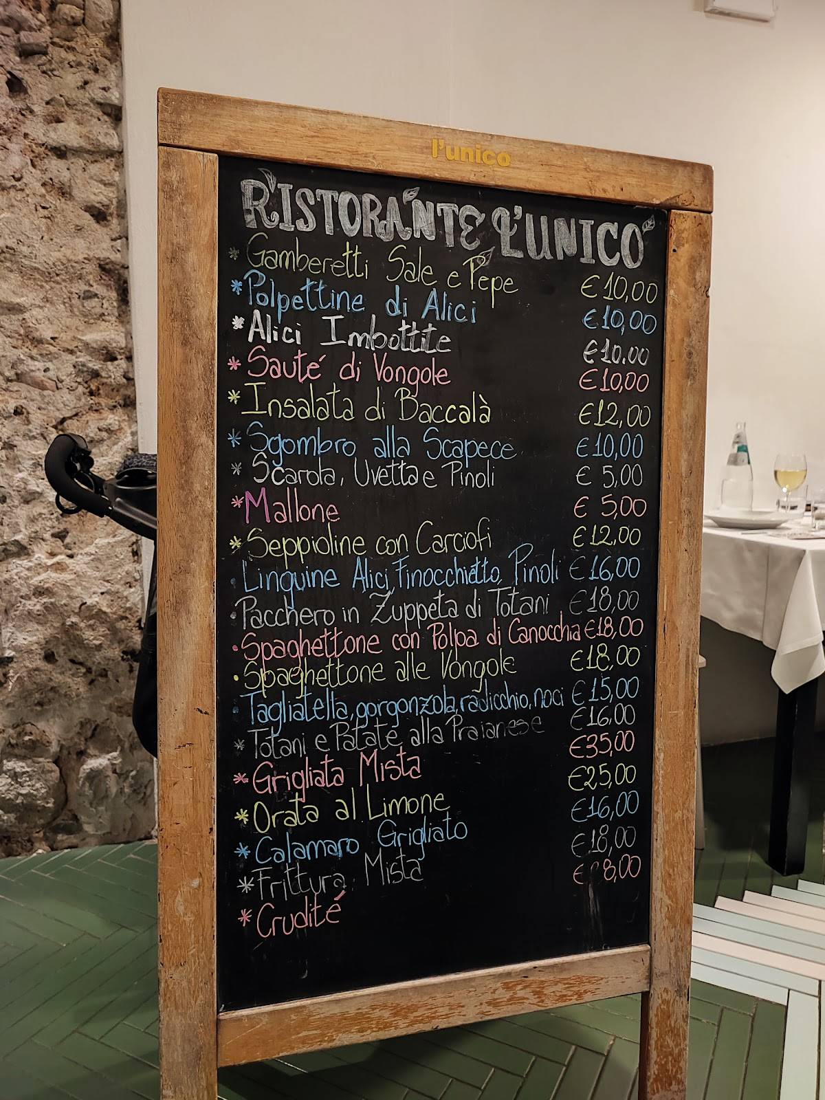 Menu di L'Unico Drink & Food Salerno 