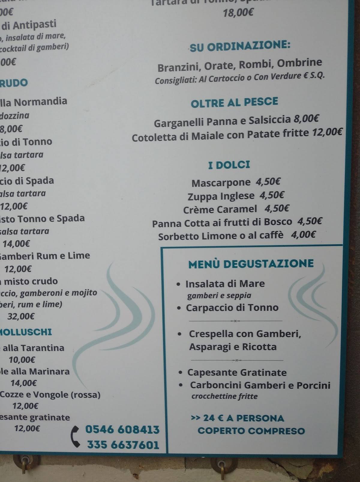 Menu di Ristorante la Balena Ristopesce 