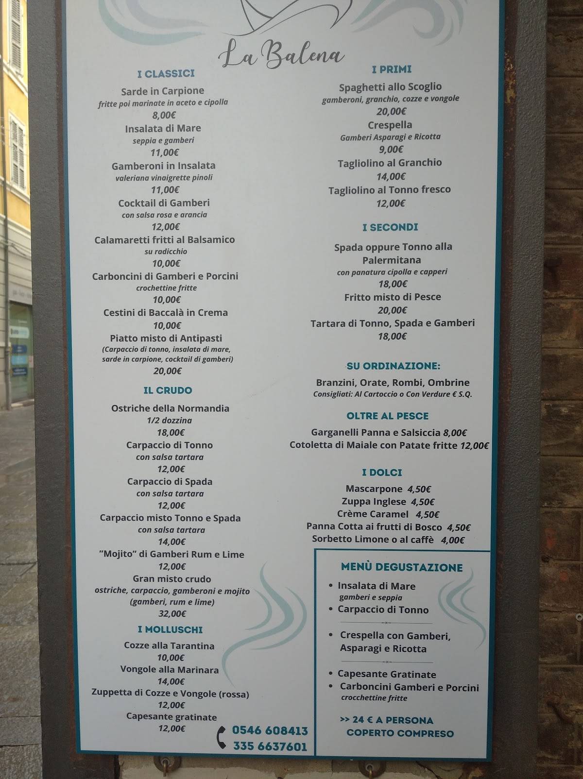 Menu di Ristorante la Balena Ristopesce 