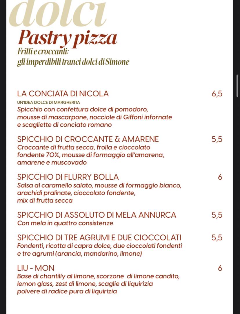 Menu di La Bolla 