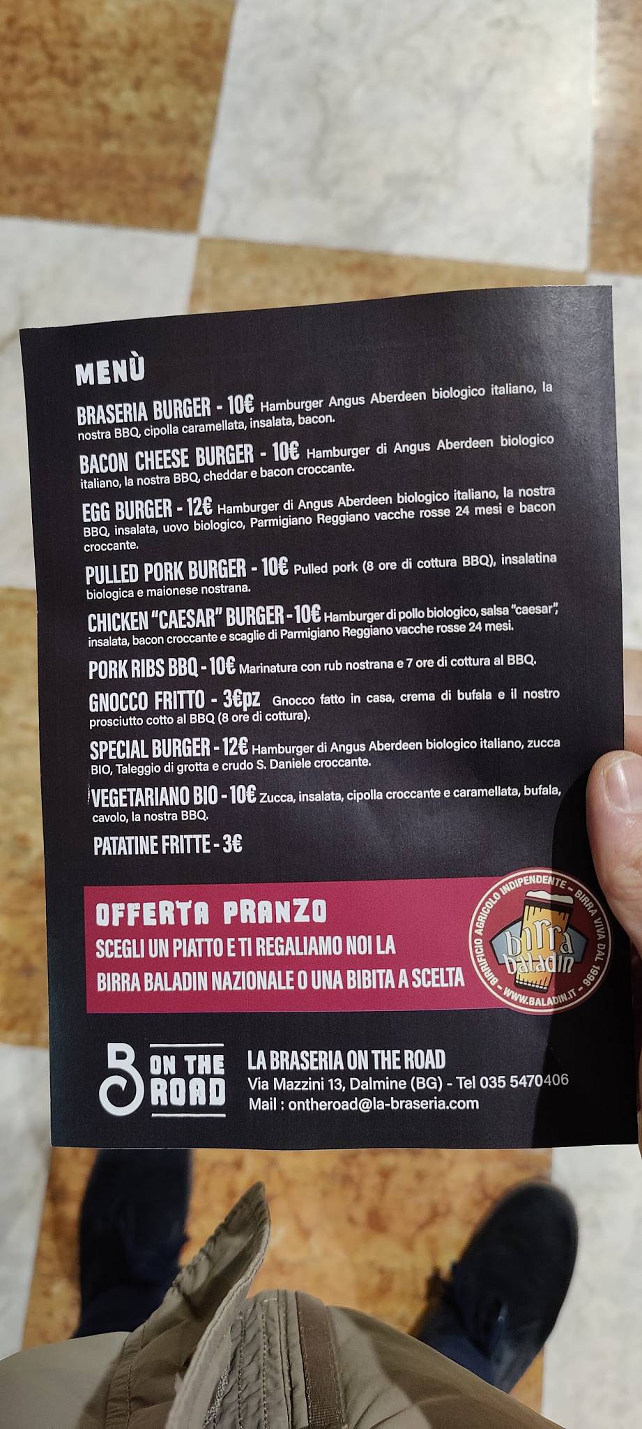 Menu di La Braseria On The Road 