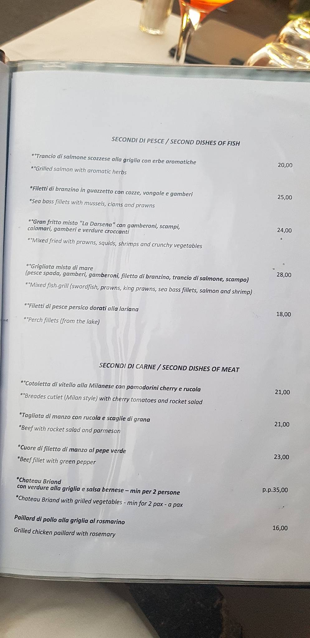 Menu di La Darsena Ristorante Pizzeria Como 