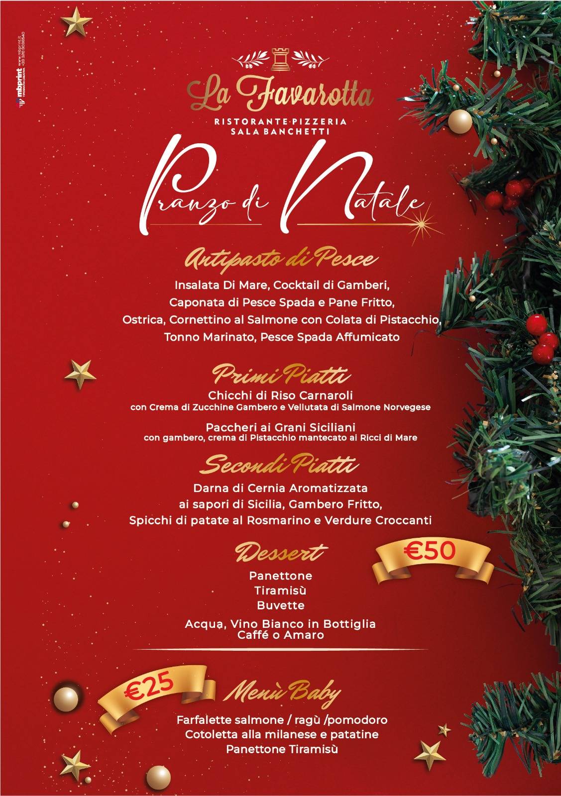 Menu di La Favarotta Ristorante pizzeria sala banchetti