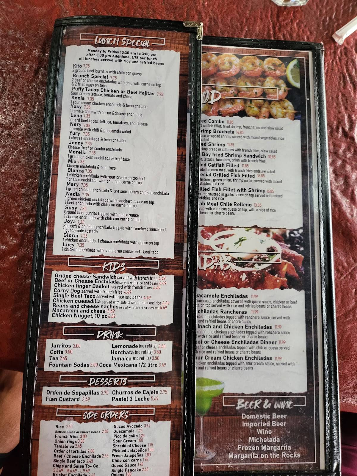 Menu at La Joya Mexican Cocina restaurant, Wylie