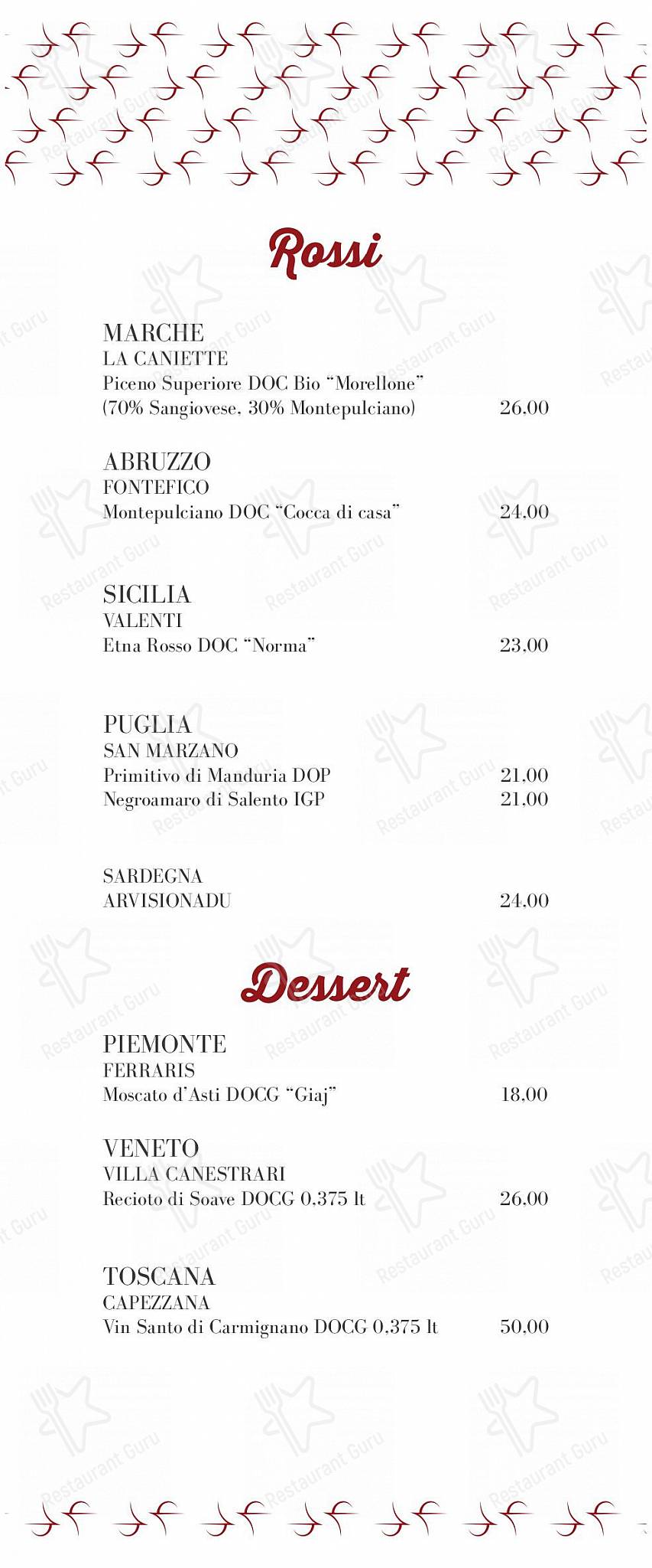 Menu di La Lampara - Lunch Menu