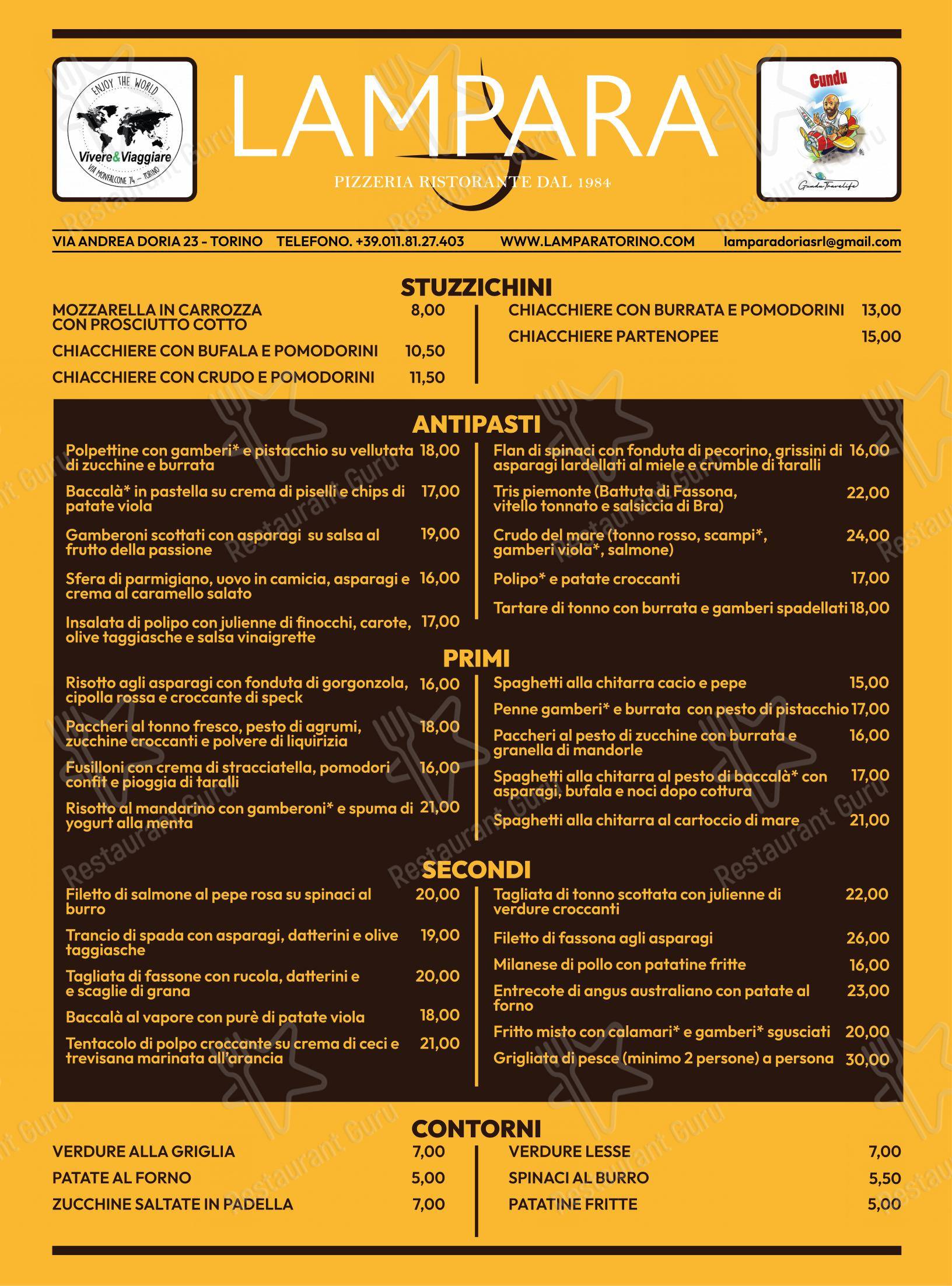 La Lampara in Torino - Menu