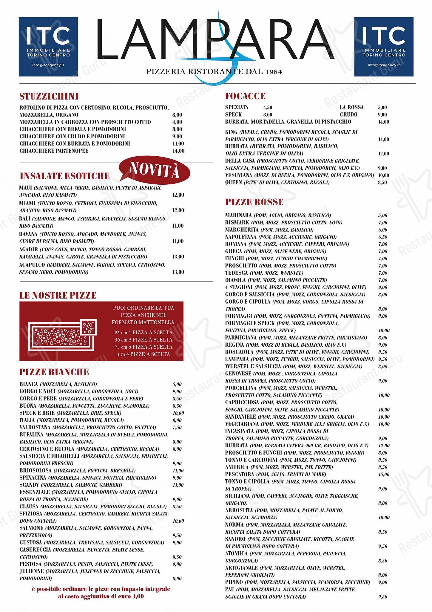 Lunch Menu per La Lampara in Torino