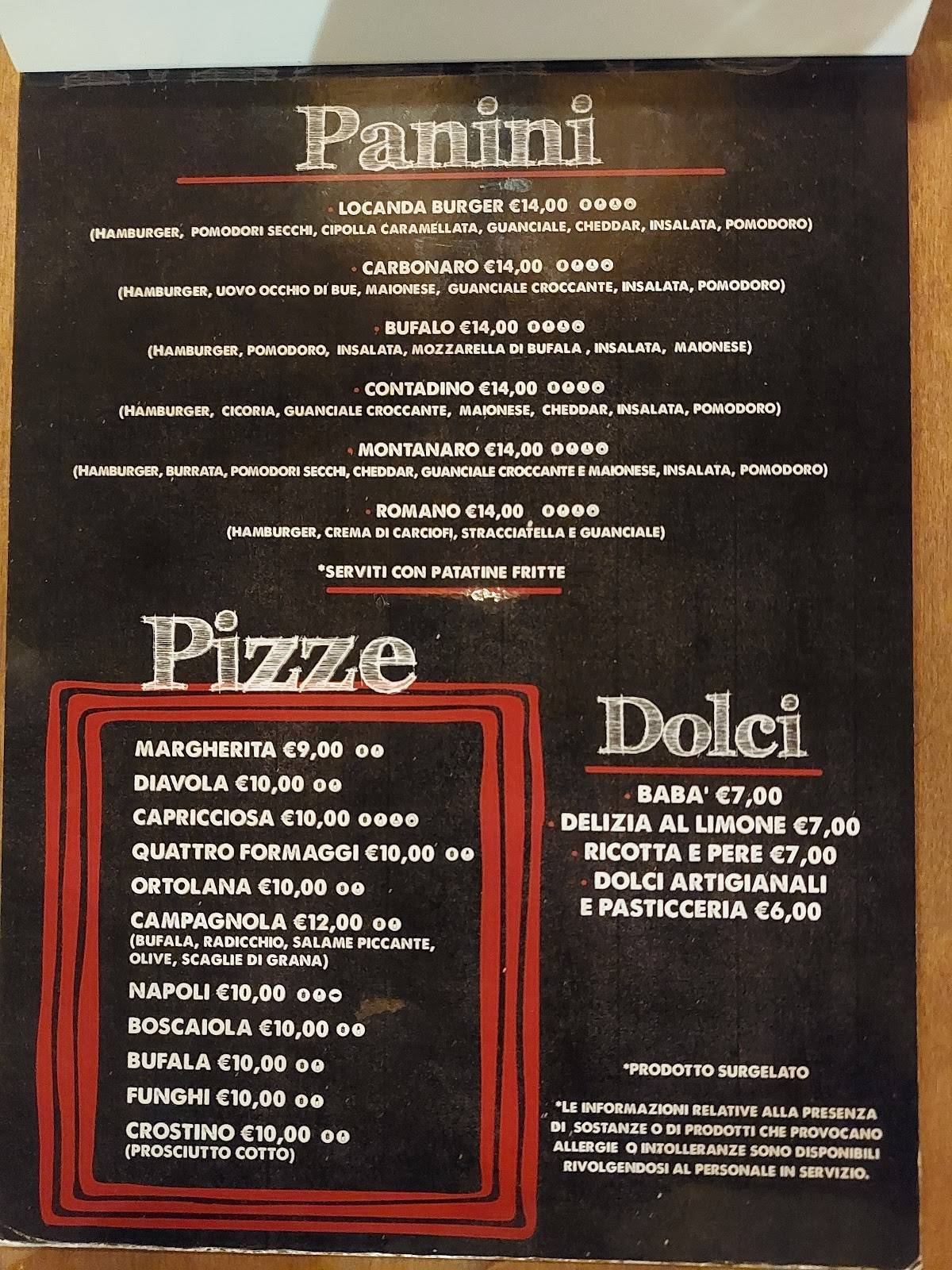 Menu di La Locanda 