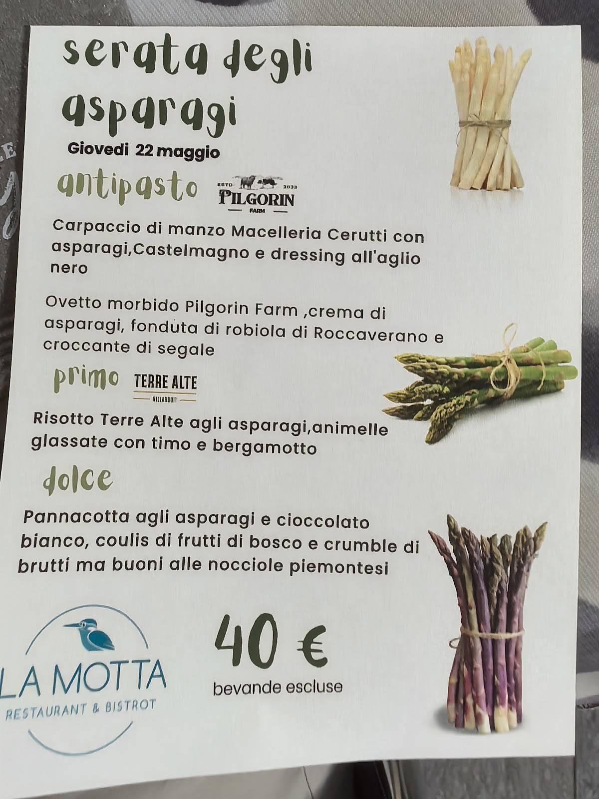 Menu di La Motta 