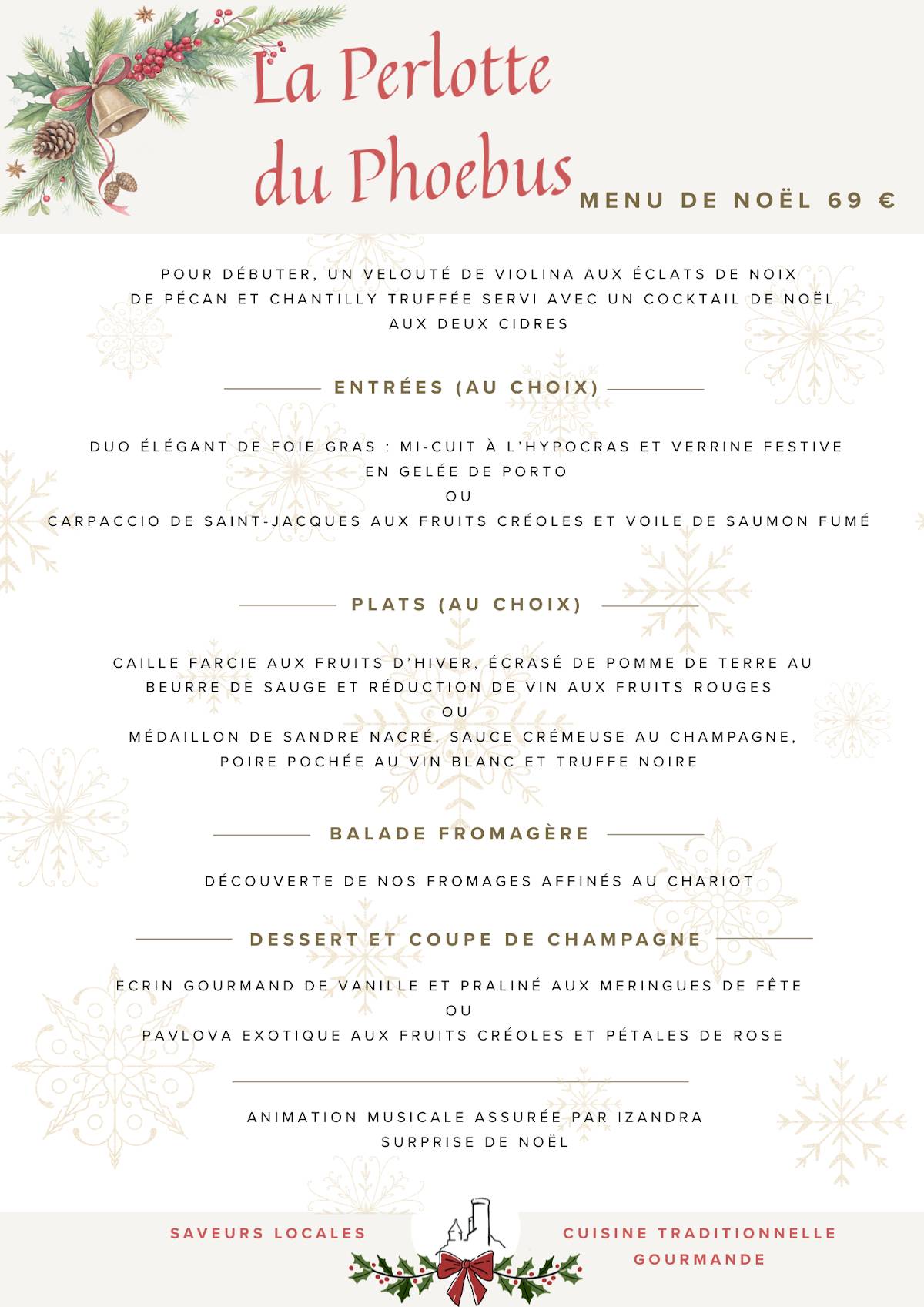 Menu de La Perlotte du Phoebus