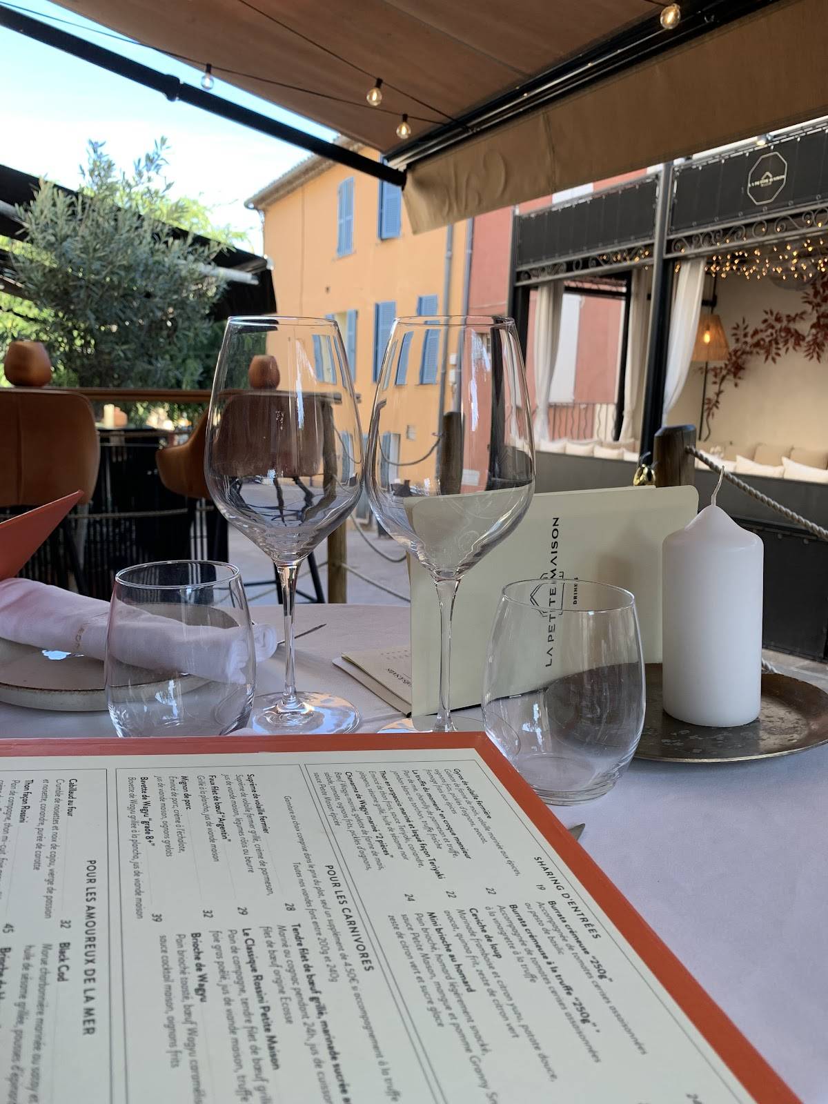 Menu de La Petite Maison