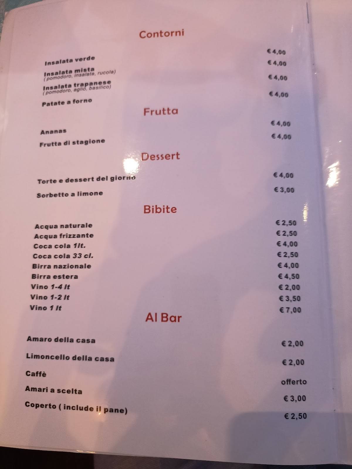 Menu di La Piazzetta - Ristorante Pizzeria 