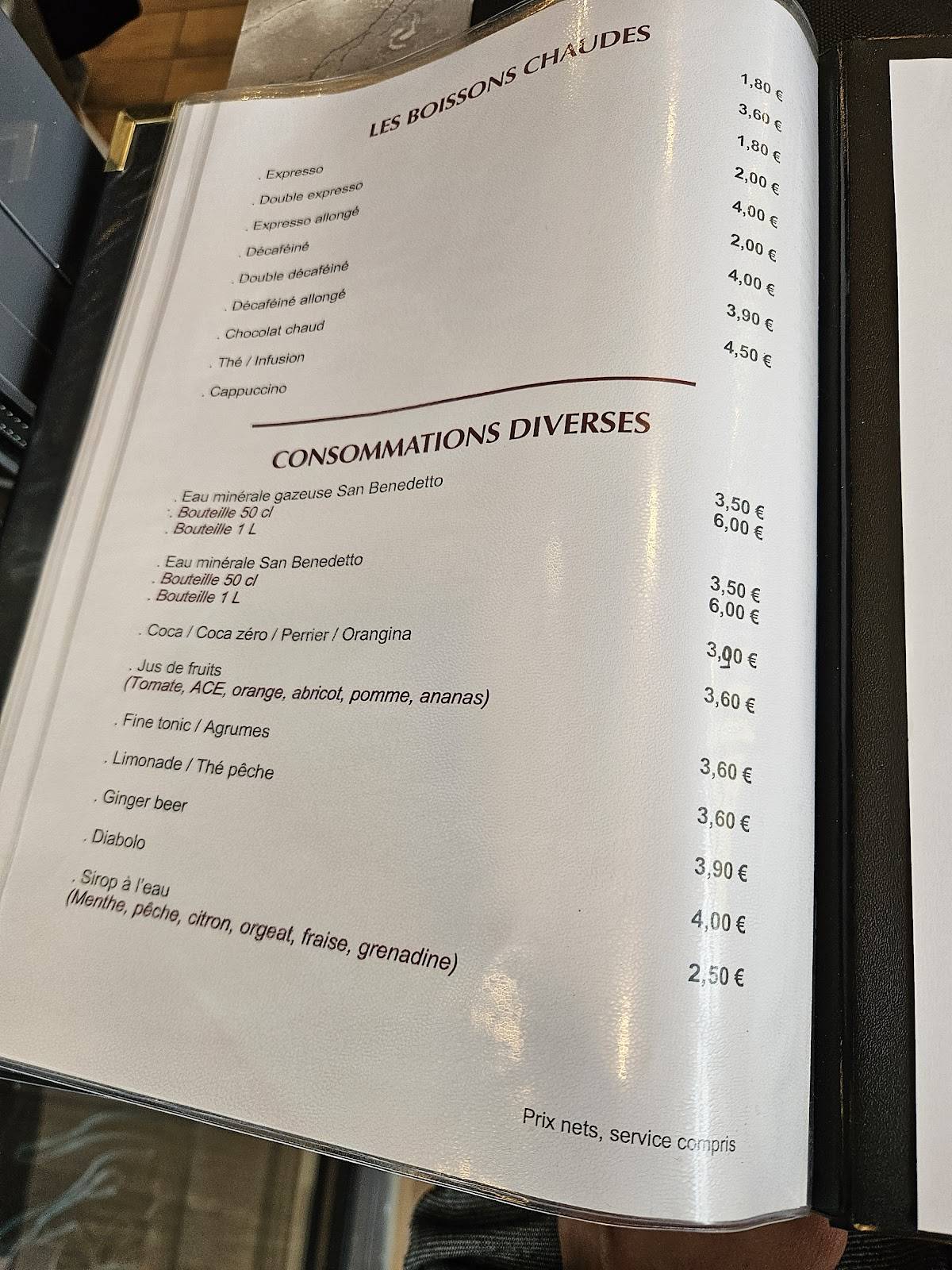 Menu de La Renaissance
