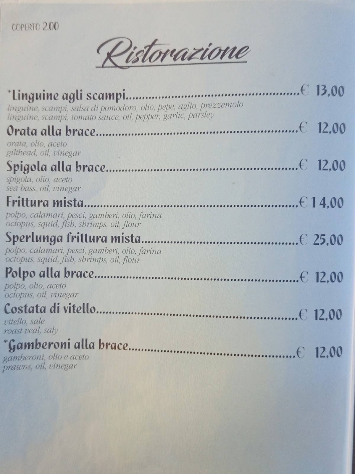 Menu di La Risacca 