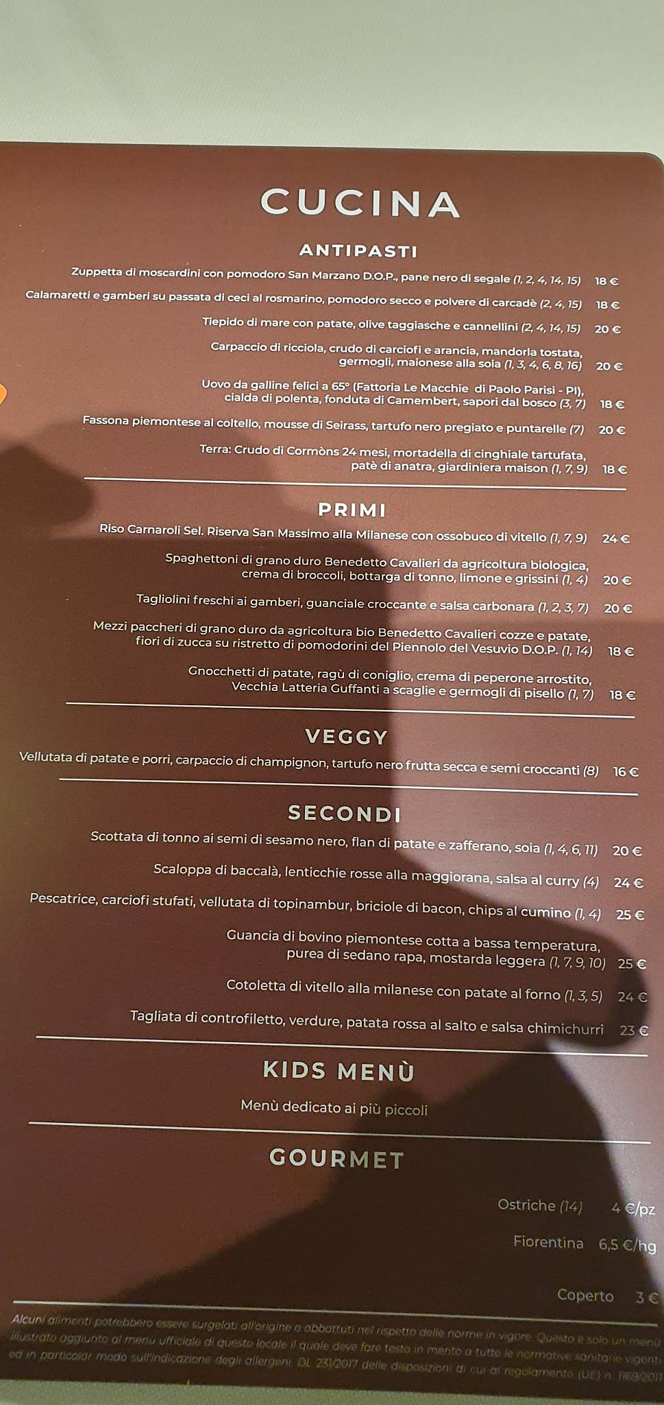 Menu di La Ruga del Corso 