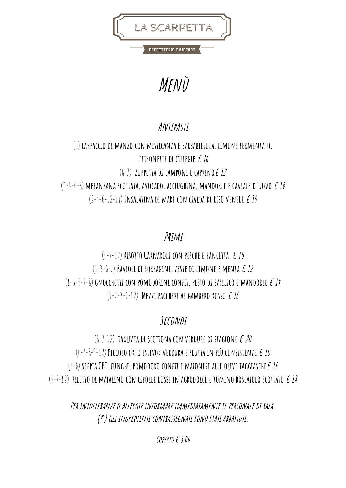 Menu di La Scarpetta 