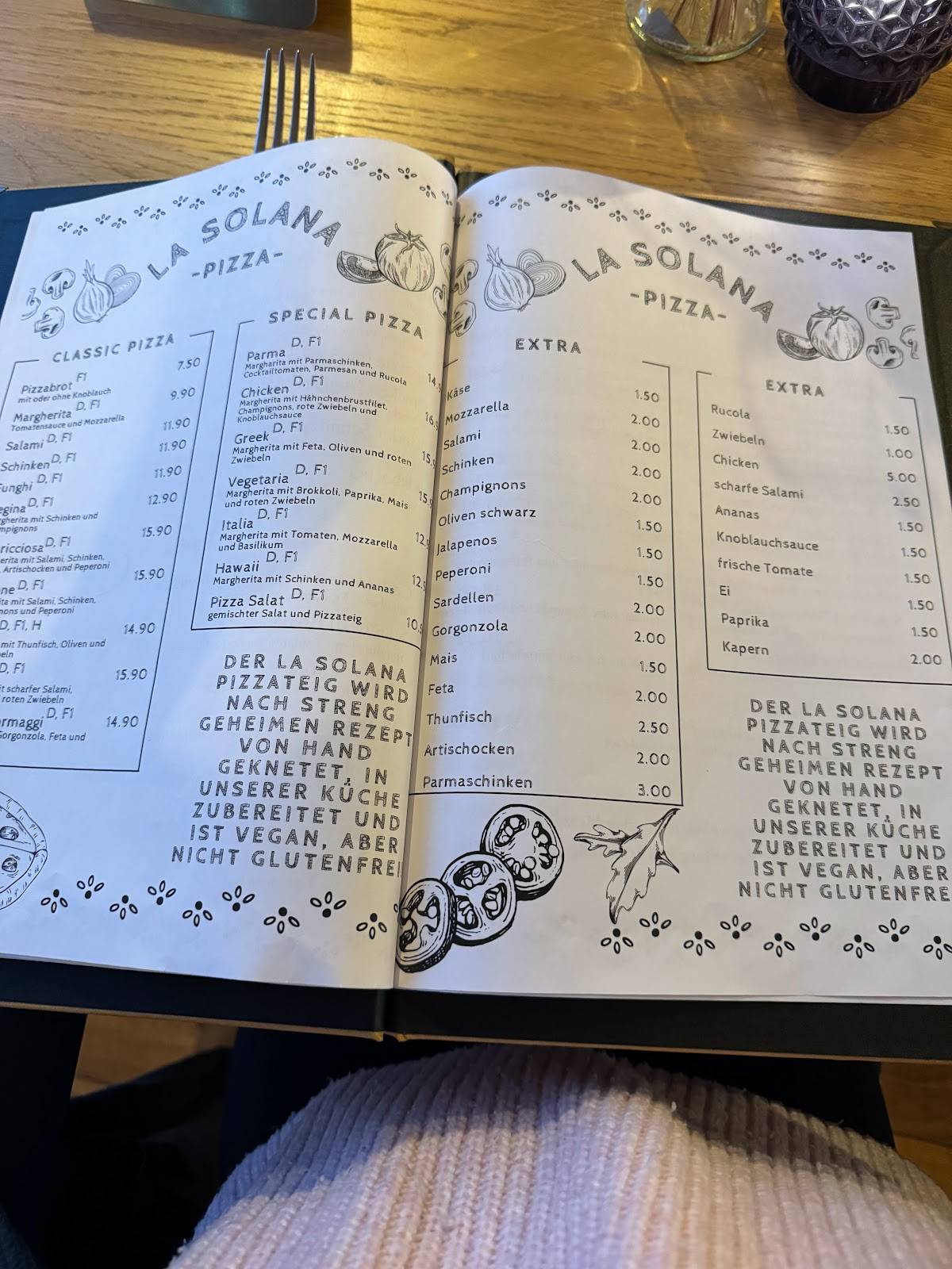 Menu at La Solana restaurant, Unterschleißheim
