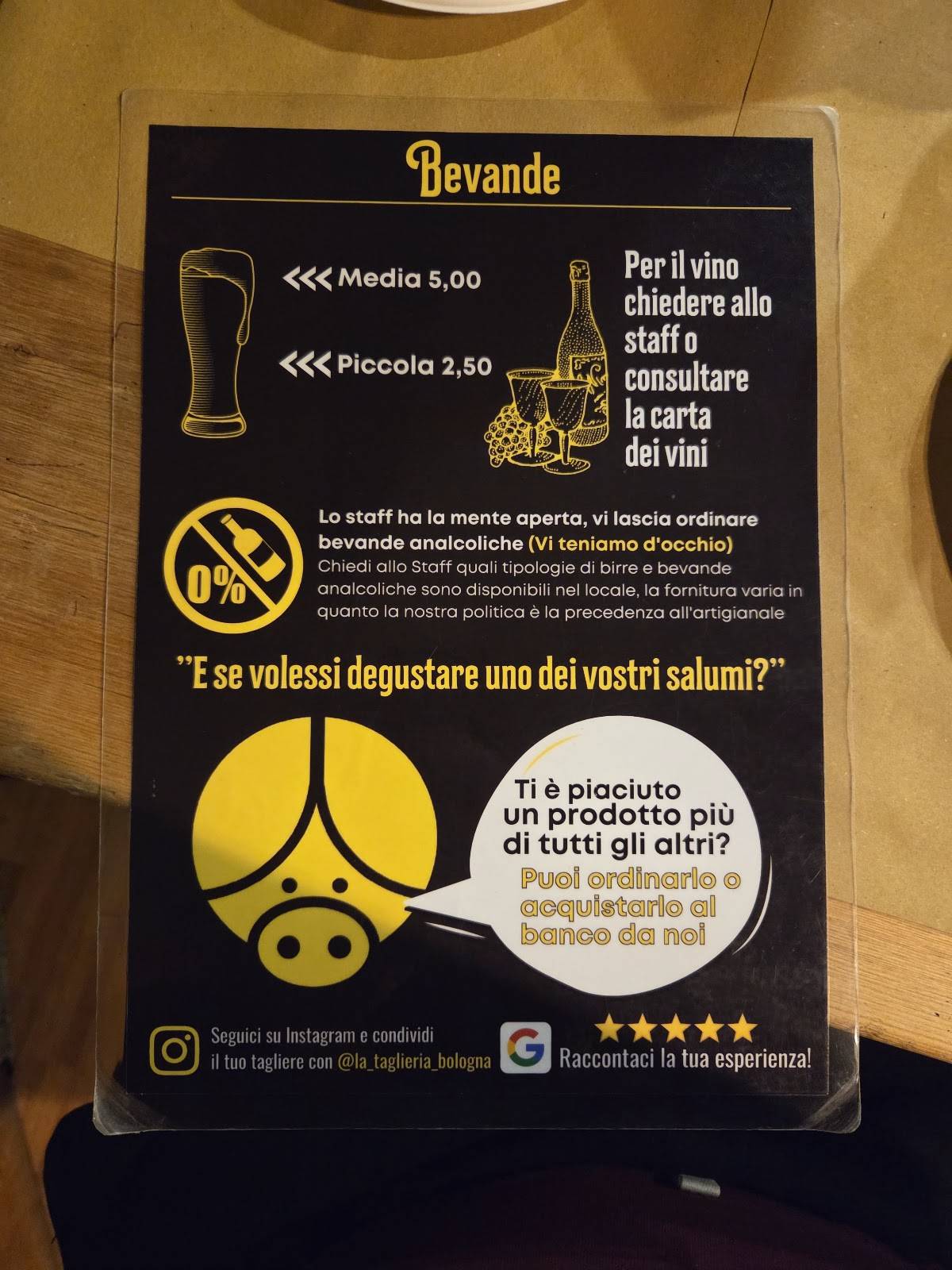 Menu di La Taglieria 