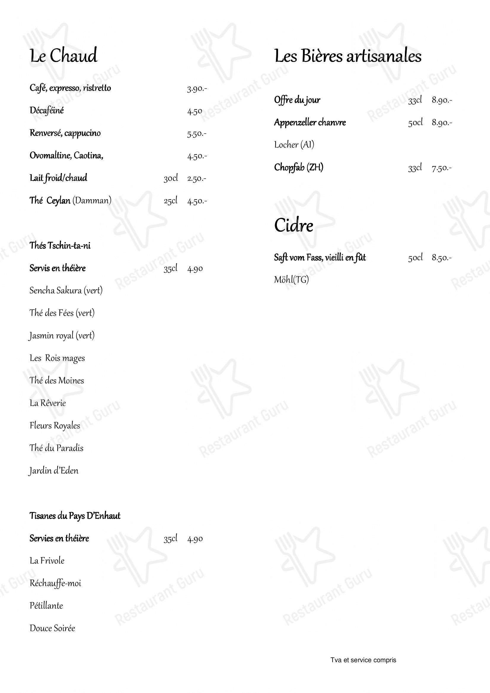 Основное меню per La Tanière in Ginevra