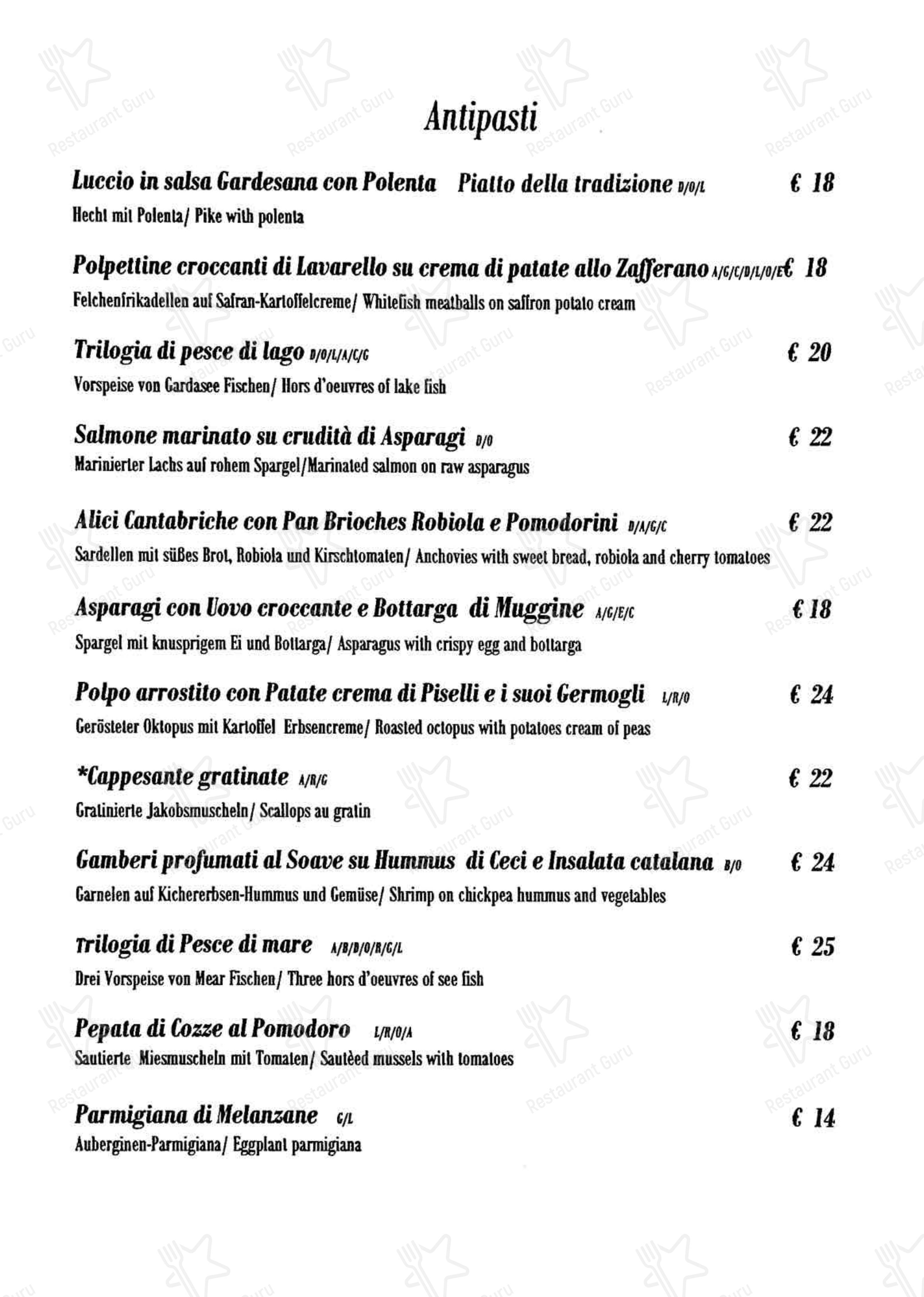 Menu bar per La Taverna da Oreste in Lazise