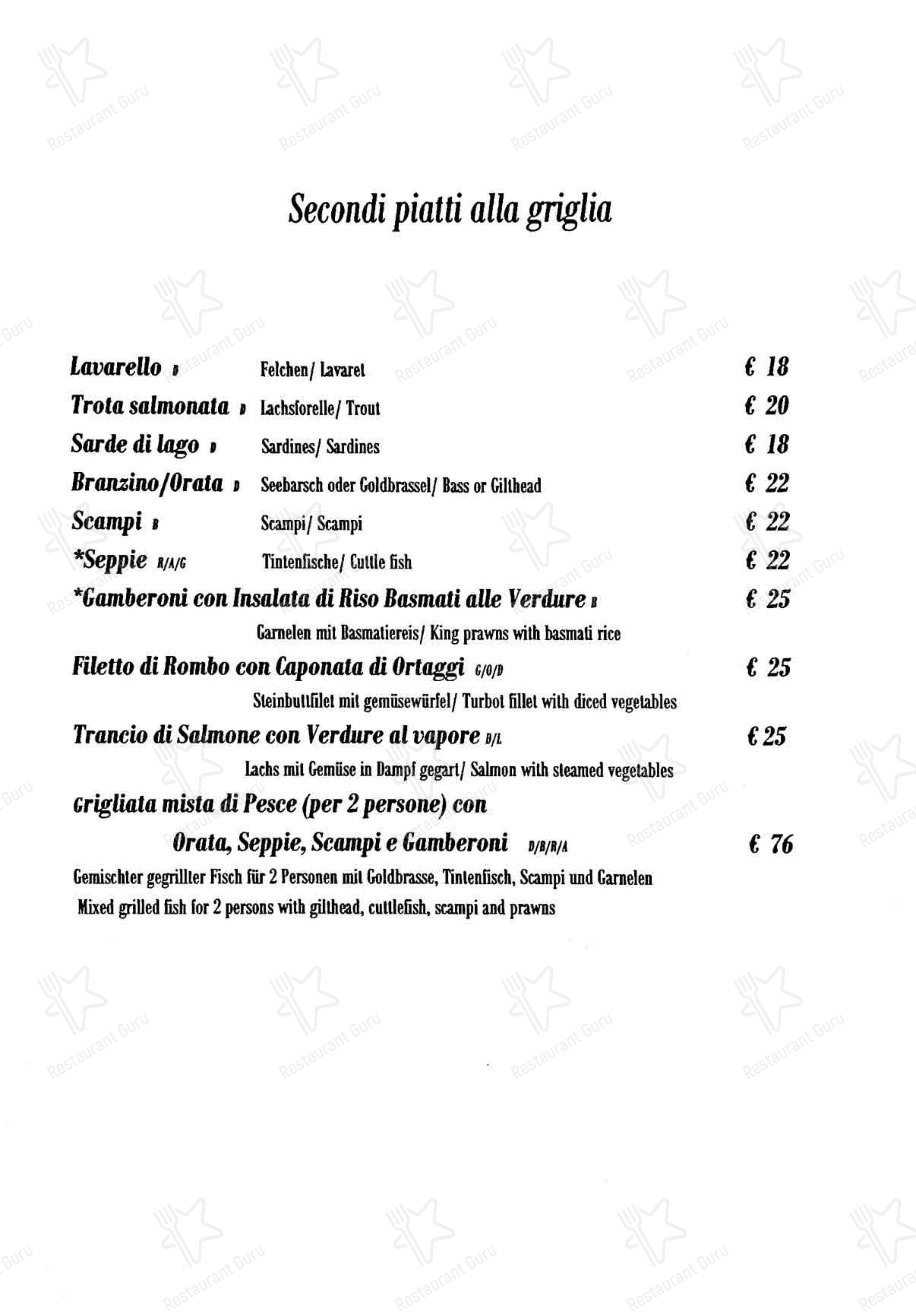 La Taverna da Oreste in Lazise - Menu bar