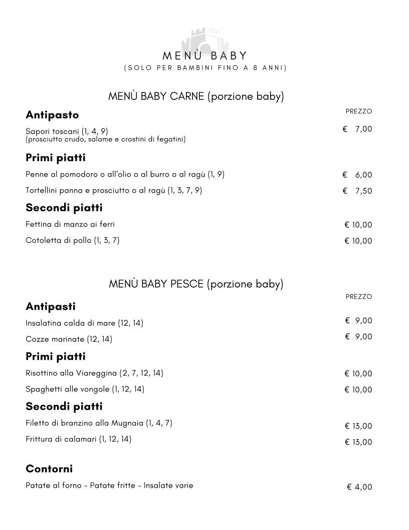 Menu di La Taverna della Rocca 