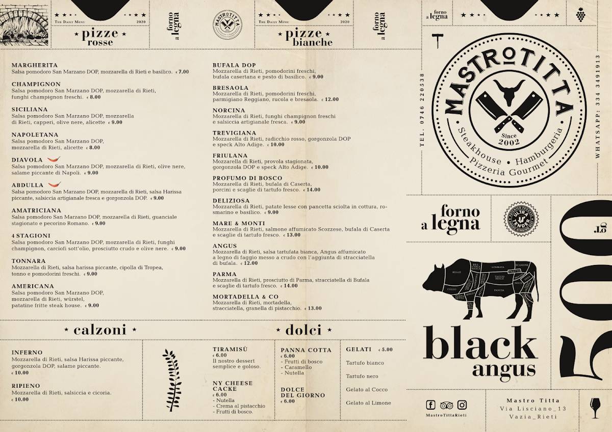 Menu di Ristorante Mastro Titta 
