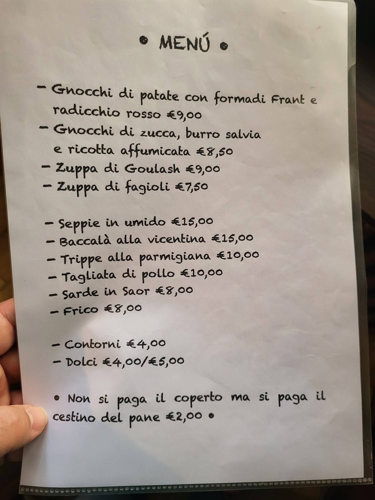 Menu di La Tavernetta di Rosmery Copparoni...Osteria 