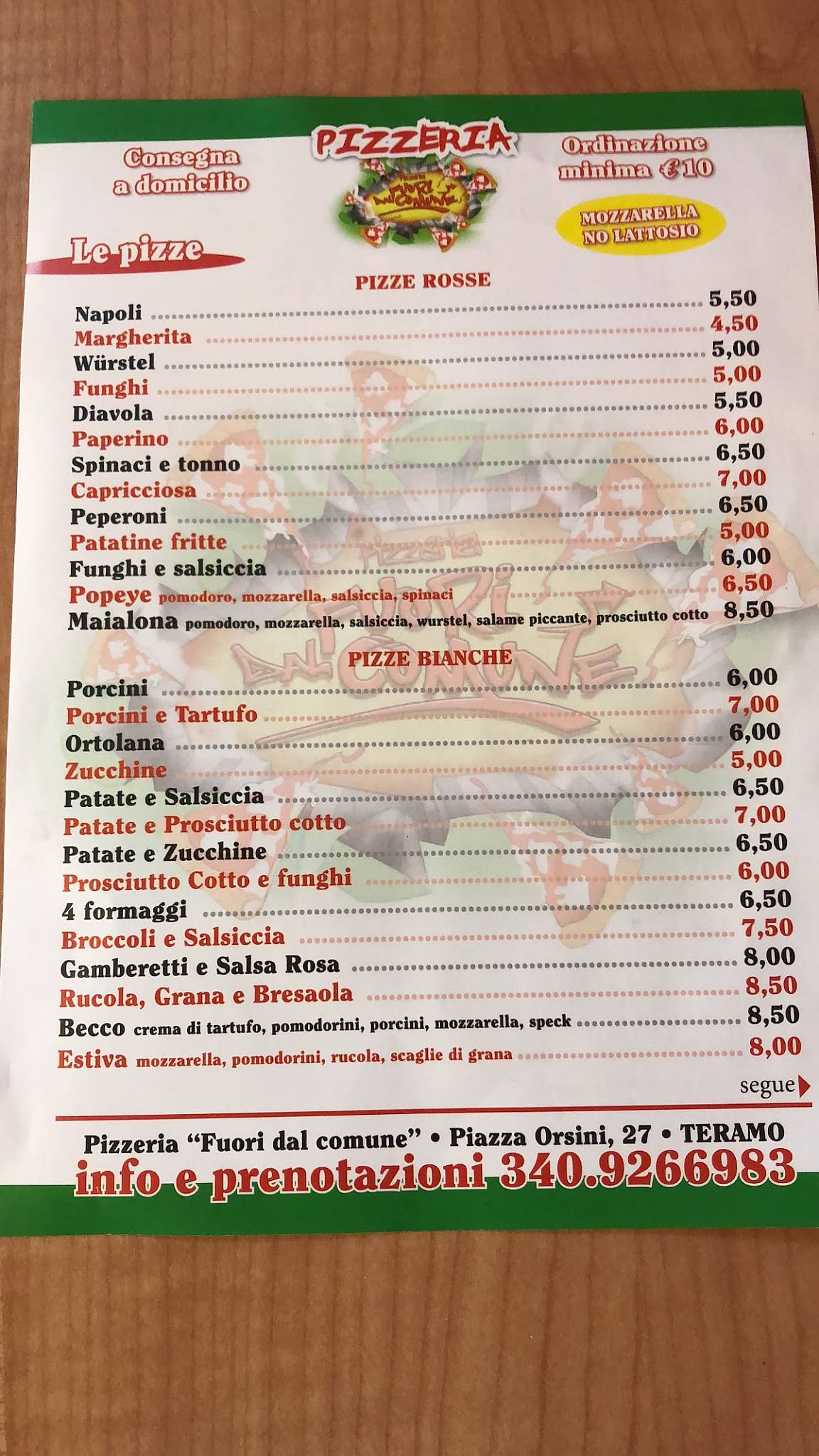 Menu di La Terrazza Dei Grue TERAMO 