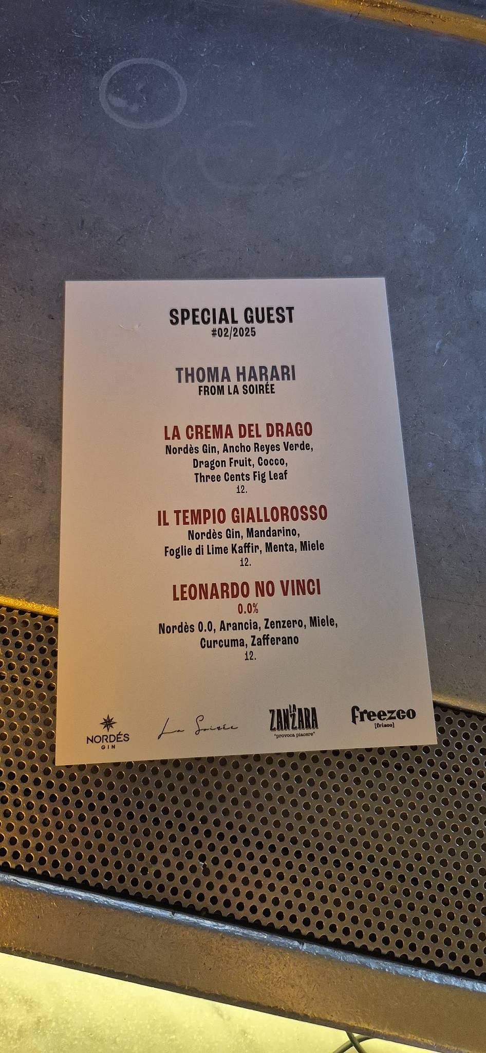 Menu di La Zanzara 