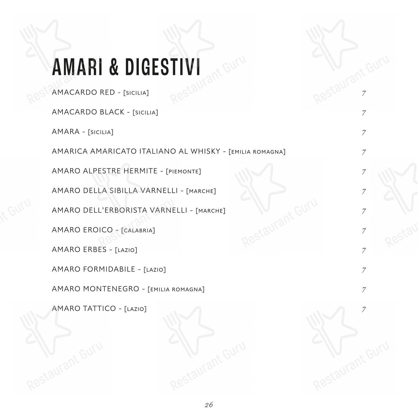 Menu di La Zanzara - Крафт меню