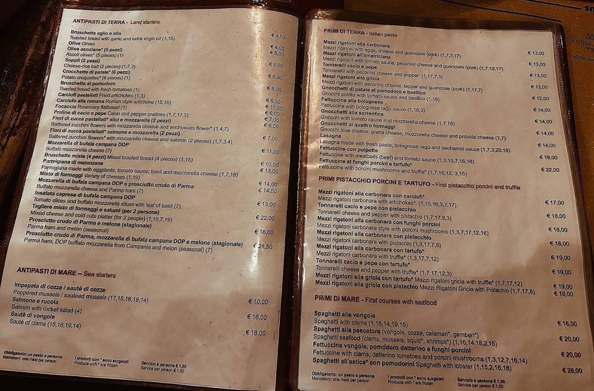 Menu di La locanda del Tempio 