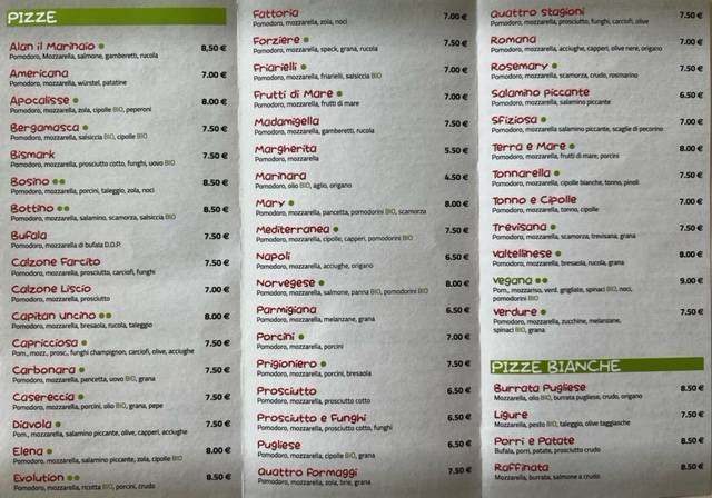 Menu di La pizza BIO di Roby 