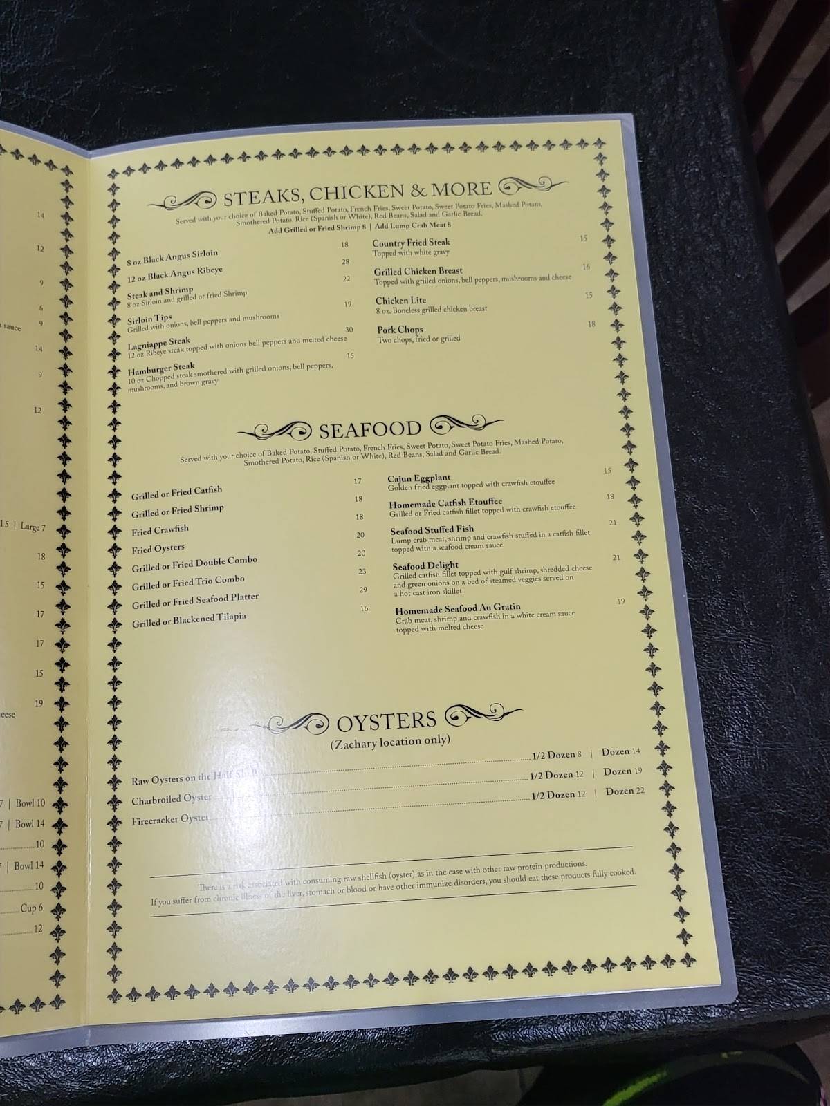 Menu at Lagniappe restaurant, Baker, Plank Rd