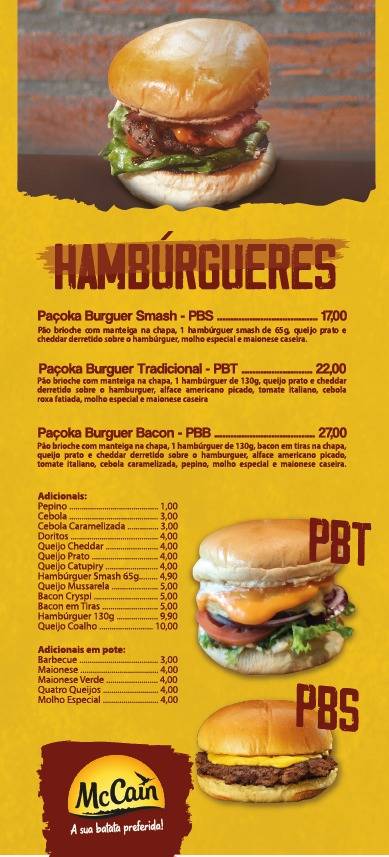 Paçokinha - Restaurante e Lancheria cardápio