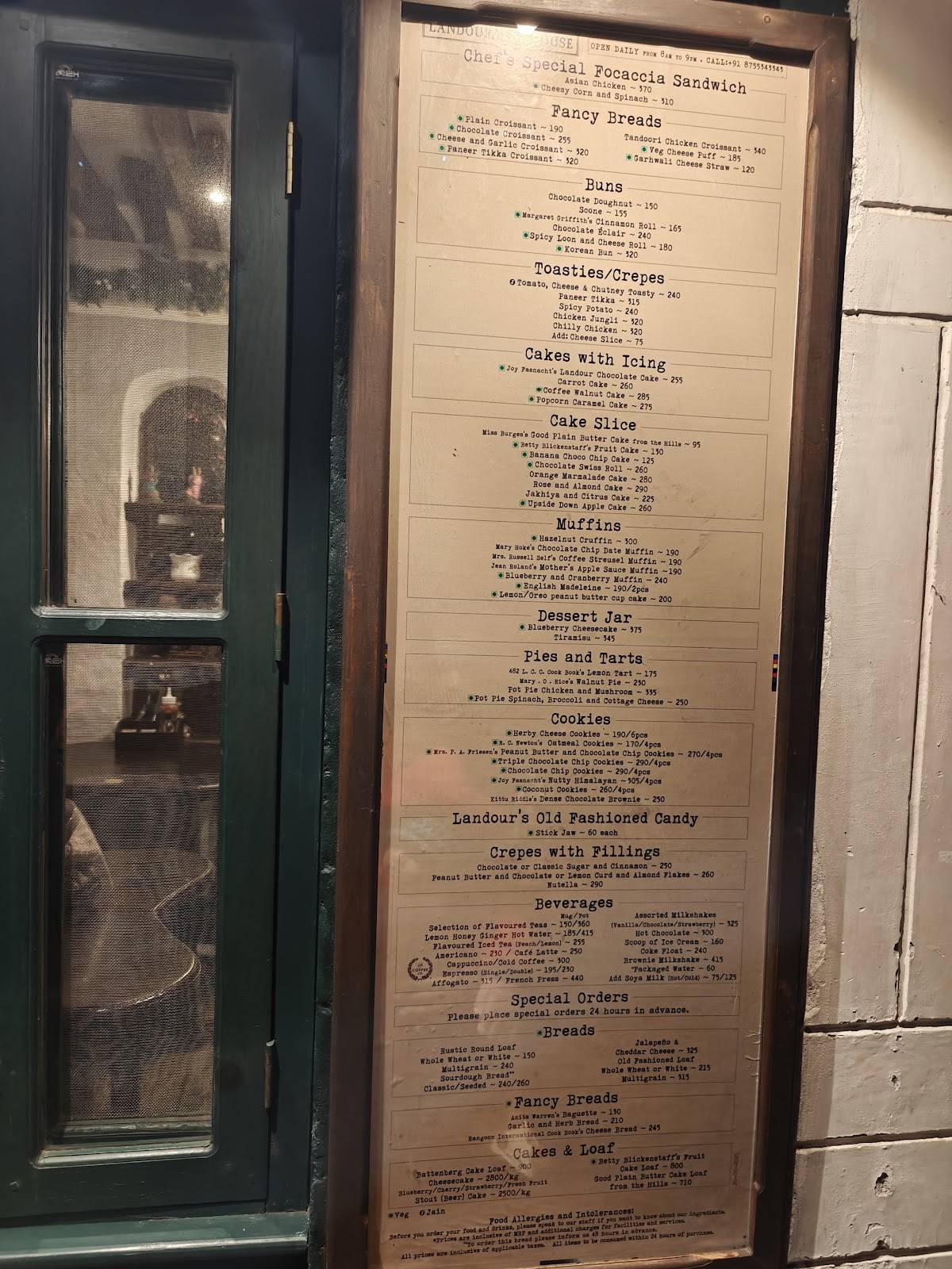 Landour Bakehouse menu