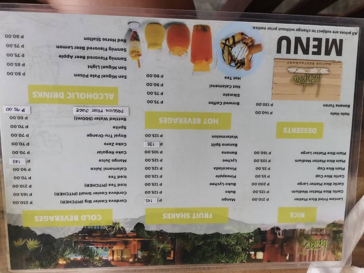 Menu at Lantaw Native Restaurant Bohol, Tagbilaran City