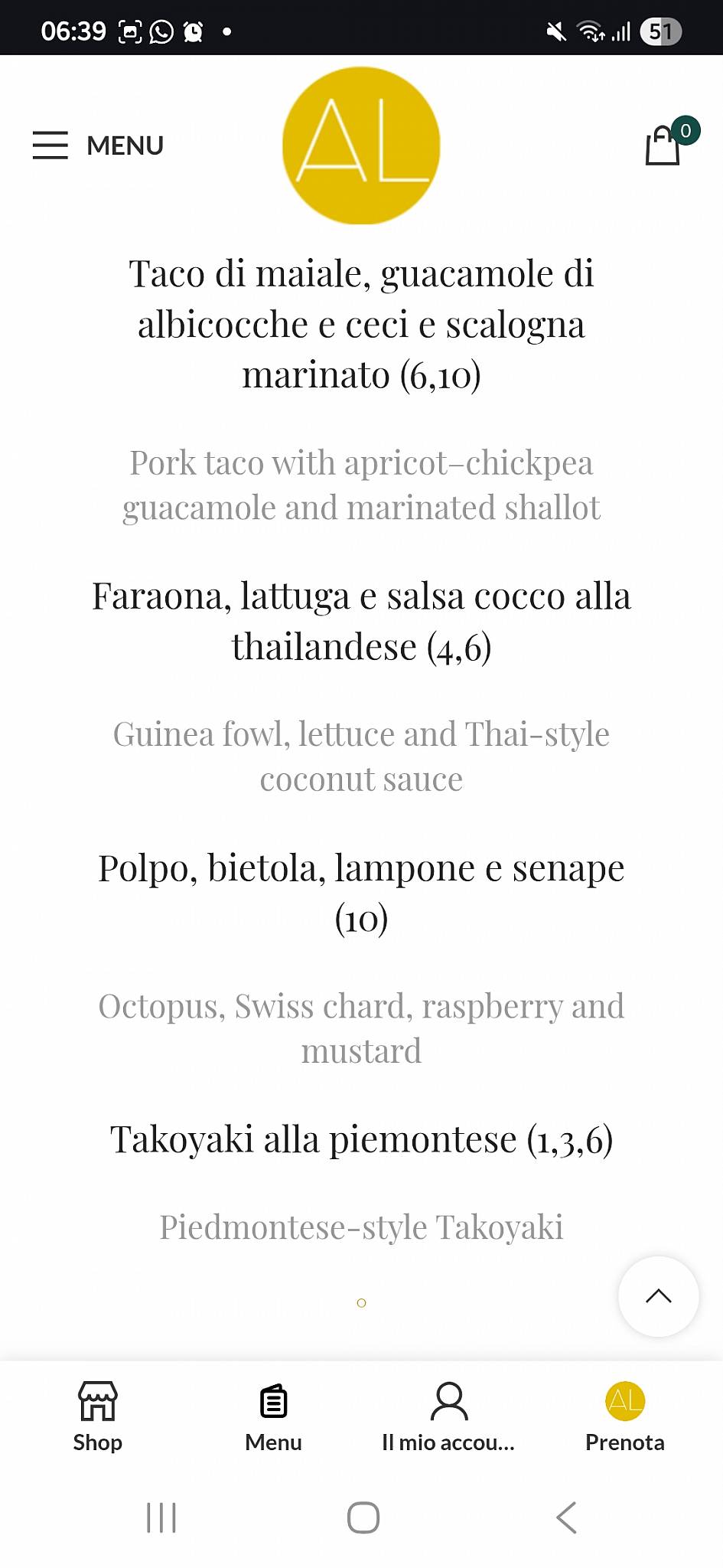 Menu di Larossa 