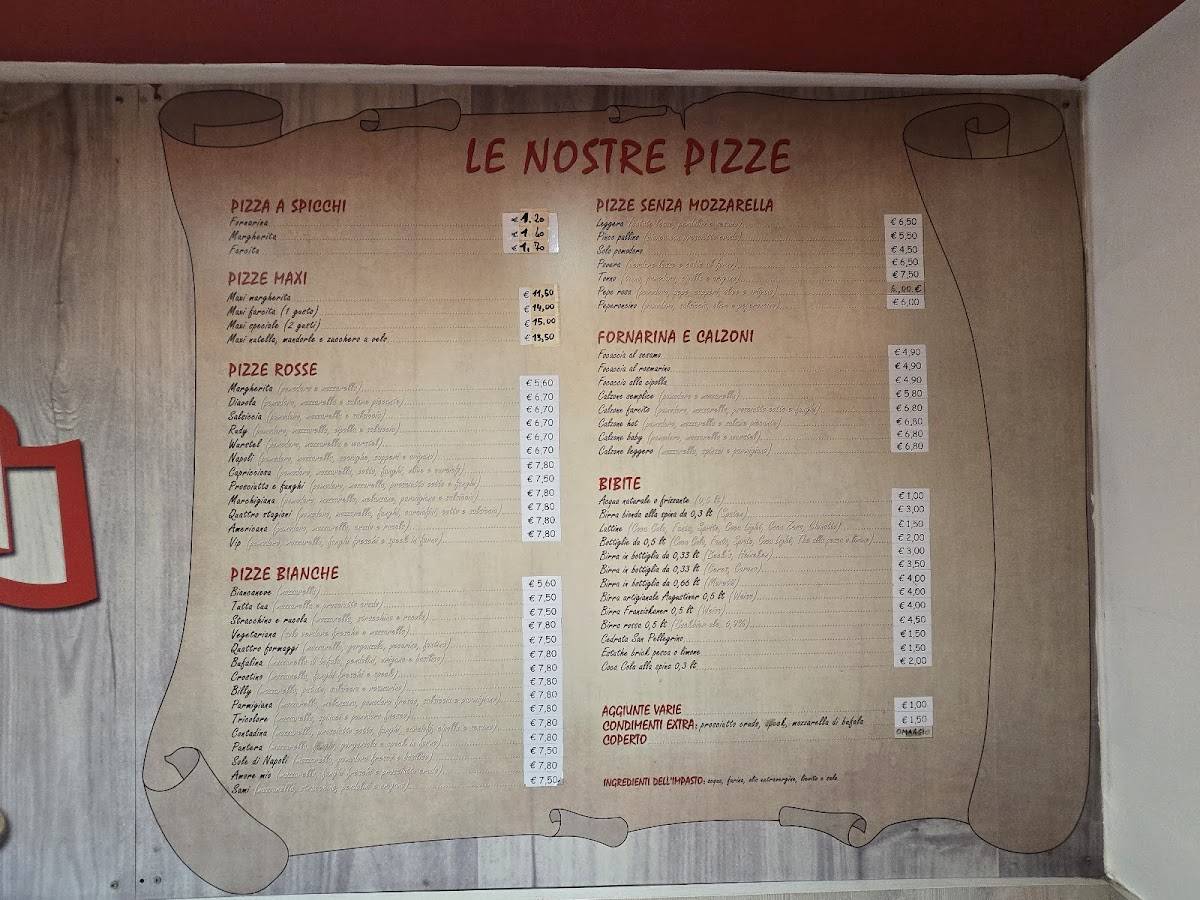 Menu di L'Arte della Pizza 