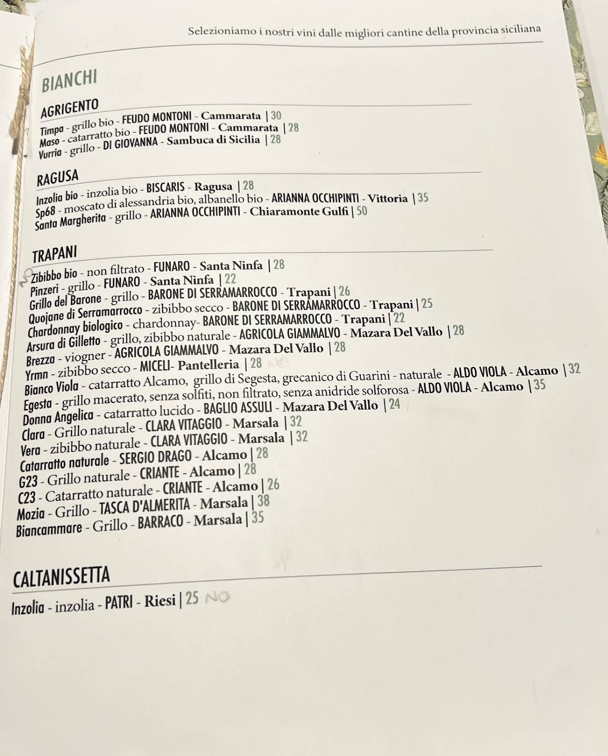 Menu di Le Angeliche 