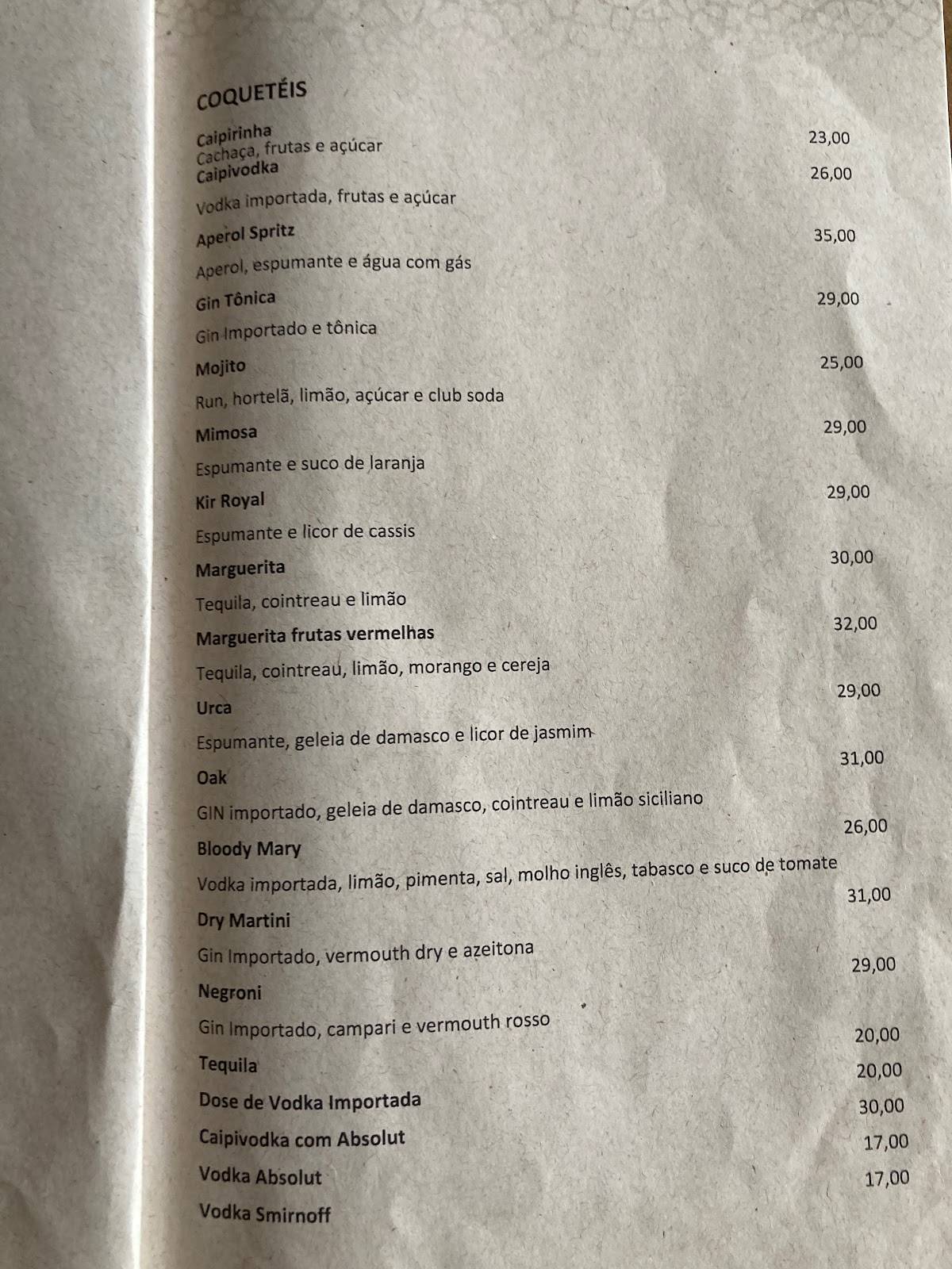 Le Bistro Urca cardápio