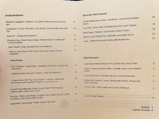 Le Bubbole menu