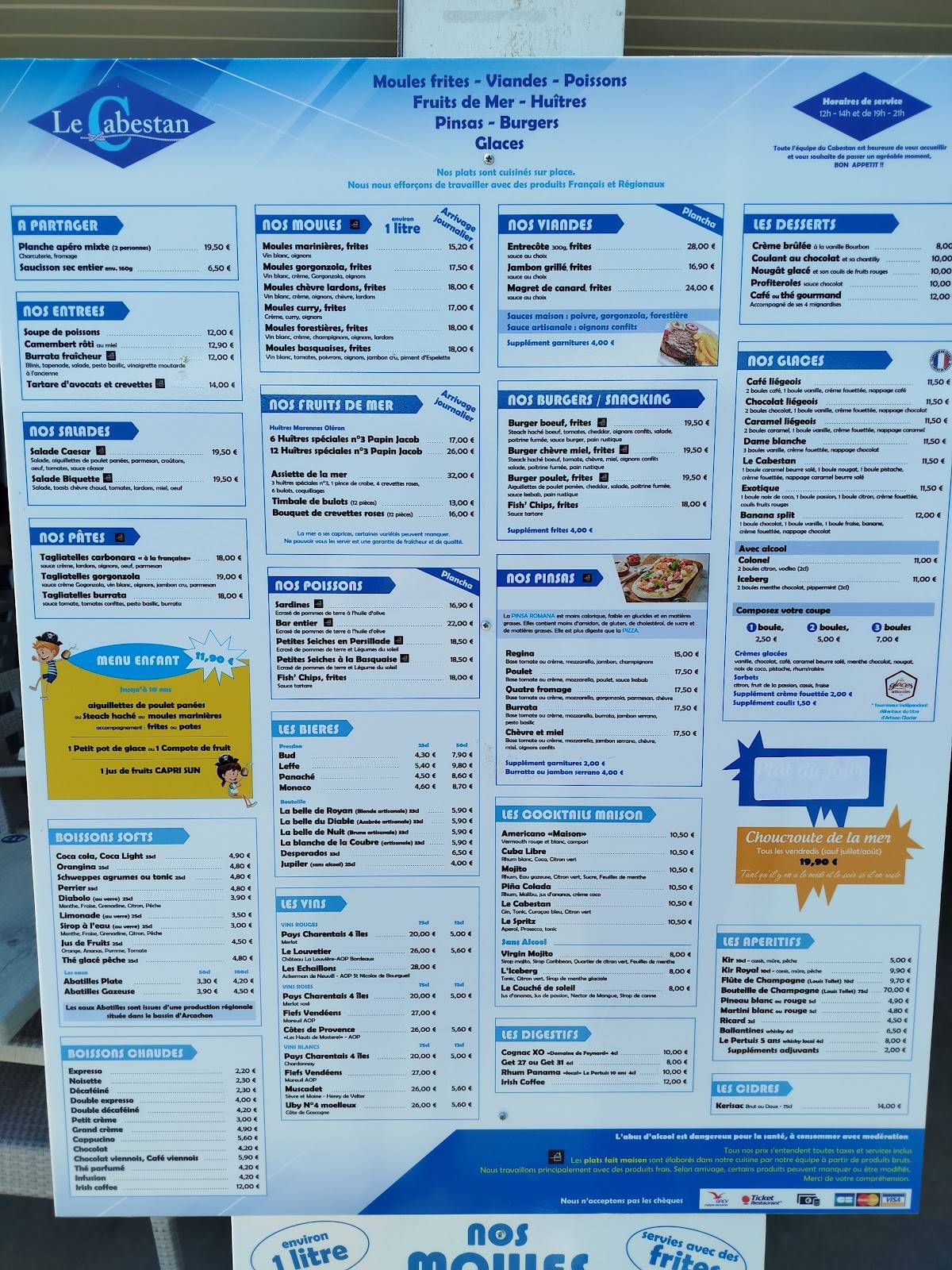 Menu de Le Cabestan Royan