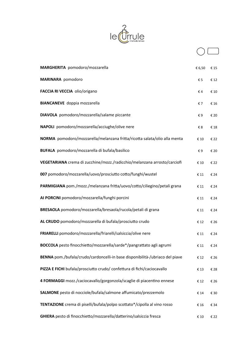 Menu di Le Currule 