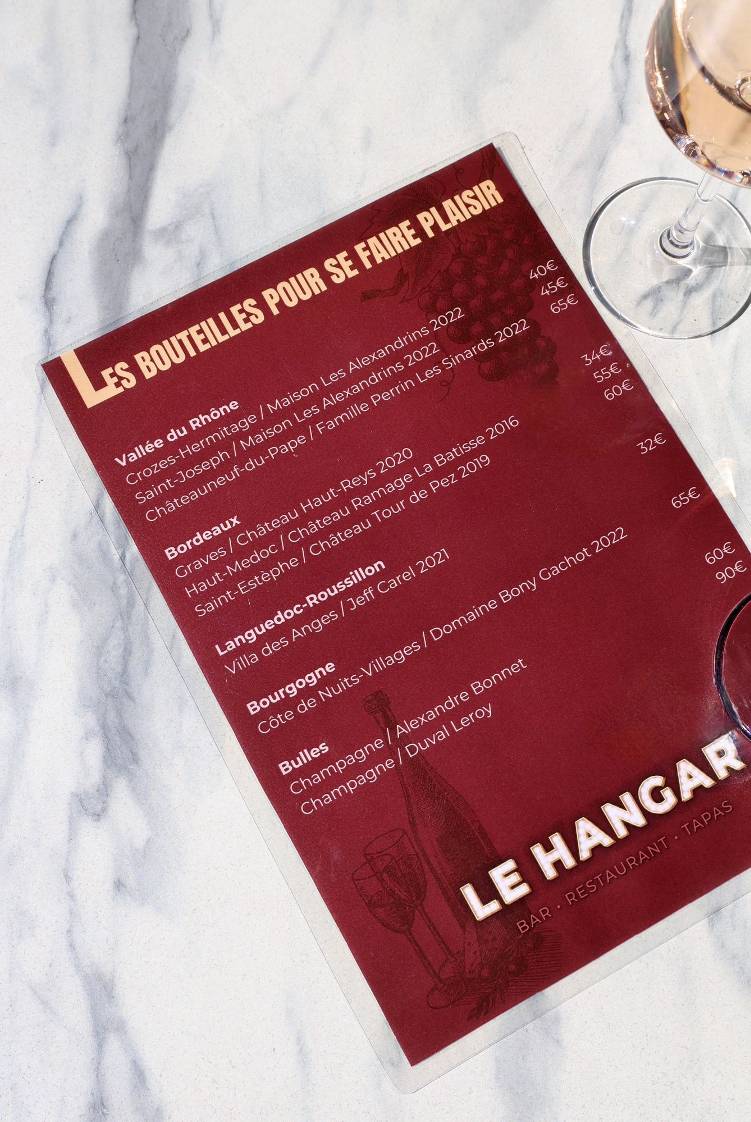 Menu de Le Hangar - Restaurant / Bar à Tapas Rennes