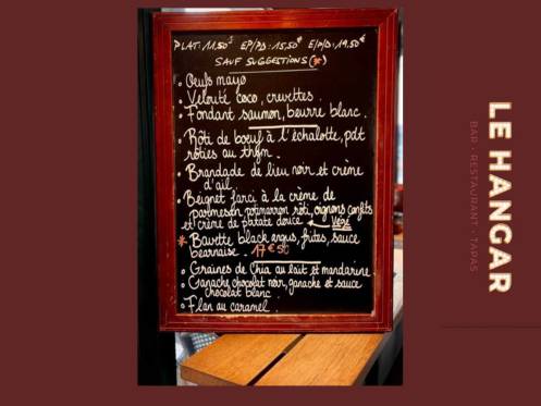 Menu de Le Hangar - Restaurant / Bar à Tapas Rennes